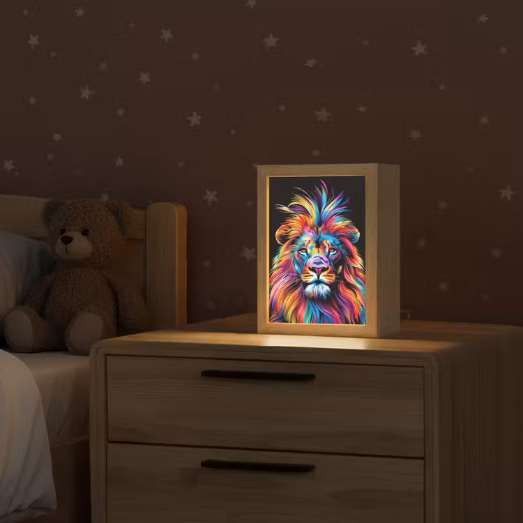 Leeuwen - Kleurrijk - Zwart - Dieren Light Box met kabel klein -sfeer1_kind