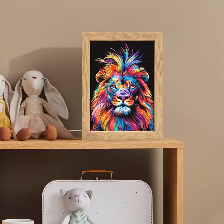 Leeuwen - Kleurrijk - Zwart - Dieren Light Box met kabel klein -sfeer2_kind