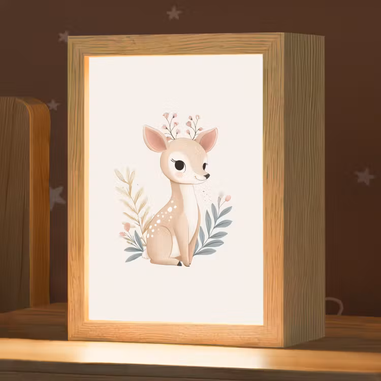 Hertje - Minimalistisch - Aquarel - Bladeren Light Box met kabel klein -zzz_3d_website