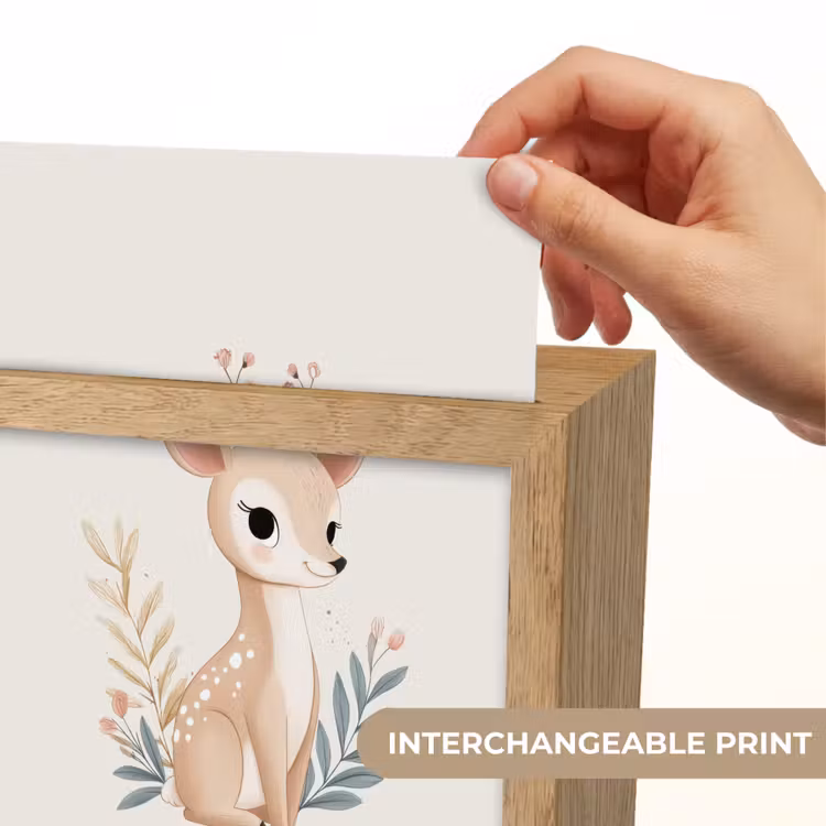 Hertje - Minimalistisch - Aquarel - Bladeren Light Box met kabel (Kinderlampje) klein -USP_websiteprintEN