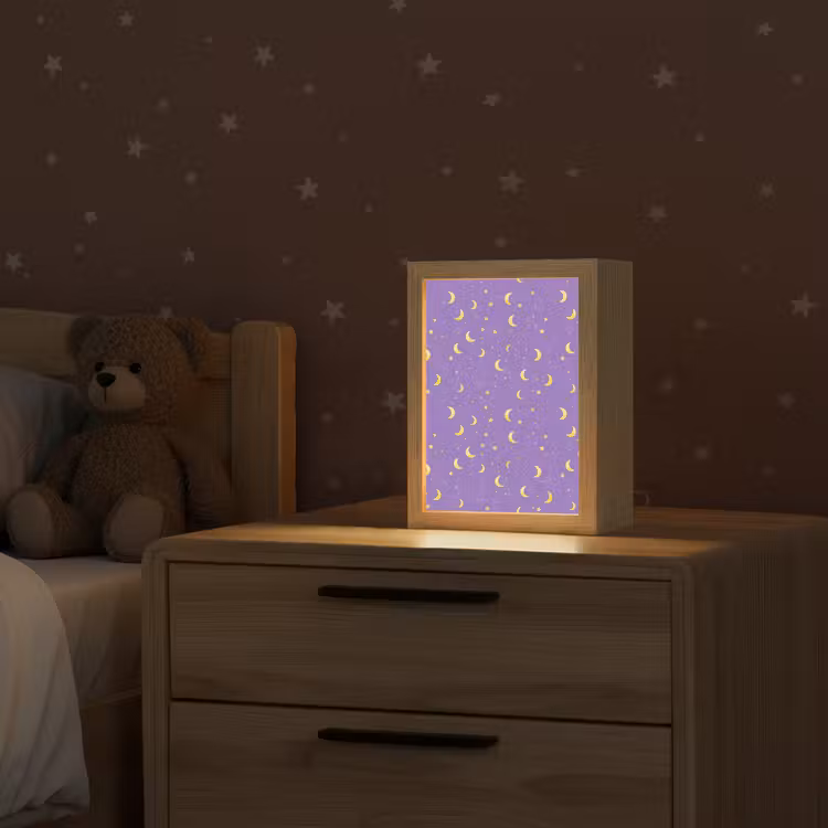 Manen - Sterren - Paars Light Box met kabel (Kinderlampje) klein 904 -sfeer1_kind