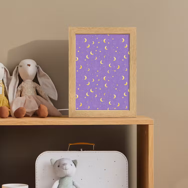 Manen - Sterren - Paars Light Box met kabel (Kinderlampje) klein 904 -sfeer2_kind
