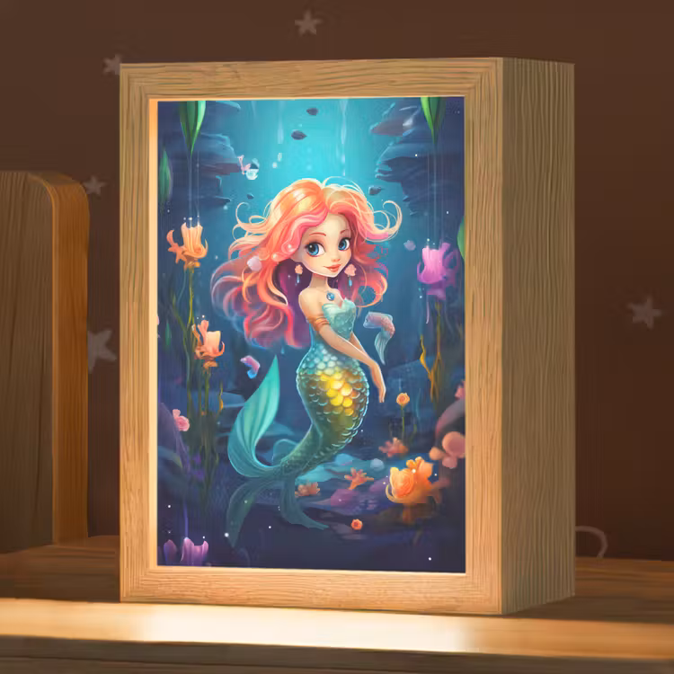 Zeemeermin - Bloemen - Onderwater - Meisjes - Kind Light Box met kabel klein -zzz_3d_website