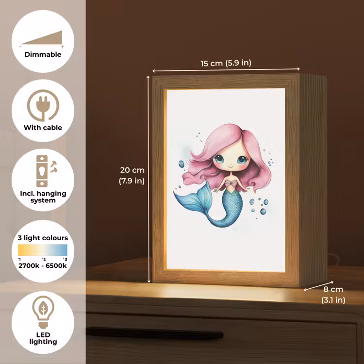 Zeemeermin - Roze - Luchtbellen Light Box met kabel (Kinderlampje) klein -USP_EN