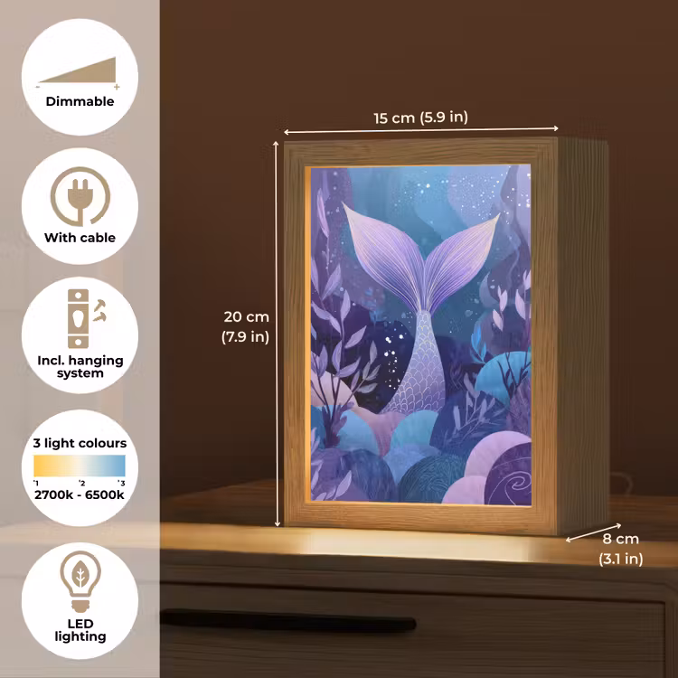 Zeemeerminnenstaart - Onderwaterplanten - Paars - Blauw Light Box met kabel (Kinderlampje) klein -USP_EN