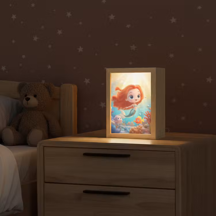 Zeemeermin - Water - Vissen - Rood Light Box met kabel klein -sfeer1_kind
