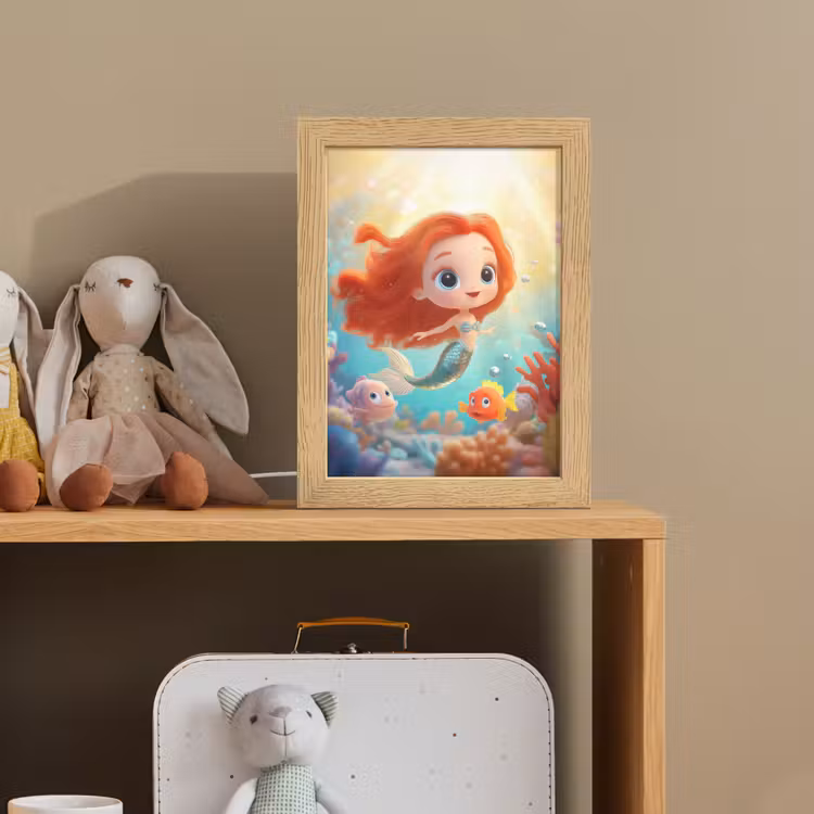 Zeemeermin - Water - Vissen - Rood Light Box met kabel klein -sfeer2_kind