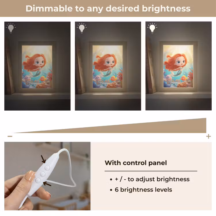 Zeemeermin - Water - Vissen - Rood Light Box met kabel (Kinderlampje) klein -USP_dimbaarEN