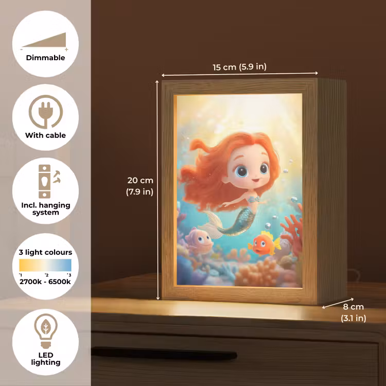 Zeemeermin - Water - Vissen - Rood Light Box met kabel (Kinderlampje) klein -USP_EN