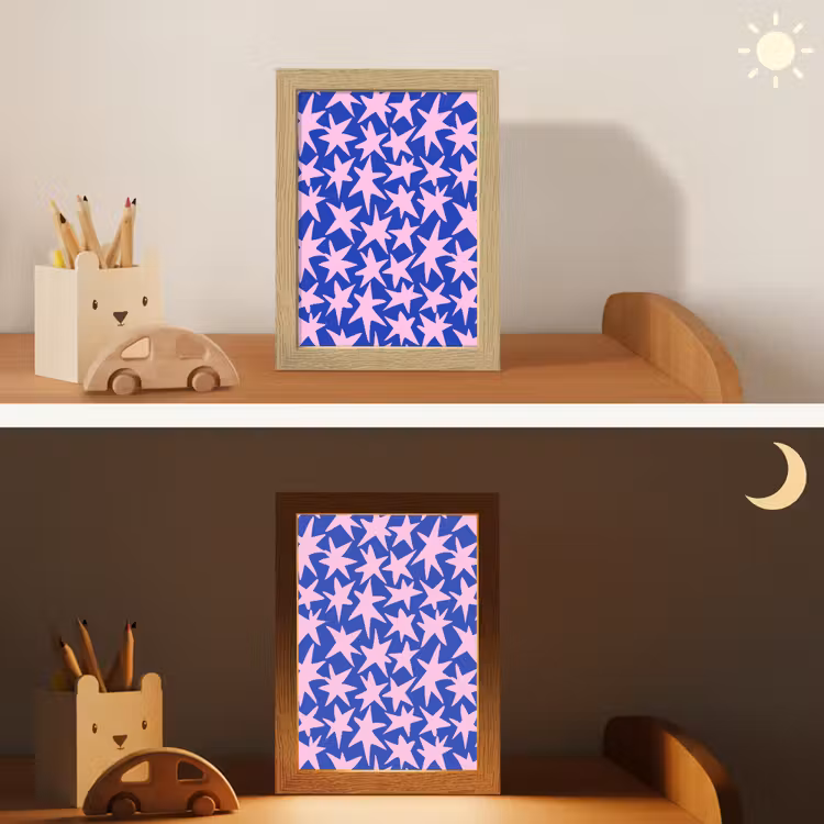 Modern - Sterren - Blauw Light Box met kabel (Kinderlampje) klein 904 -sfeer3_kind