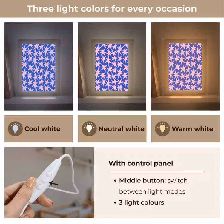 Modern - Sterren - Blauw Light Box met kabel (Kinderlampje) klein 904 -USP_lichtkleurEN