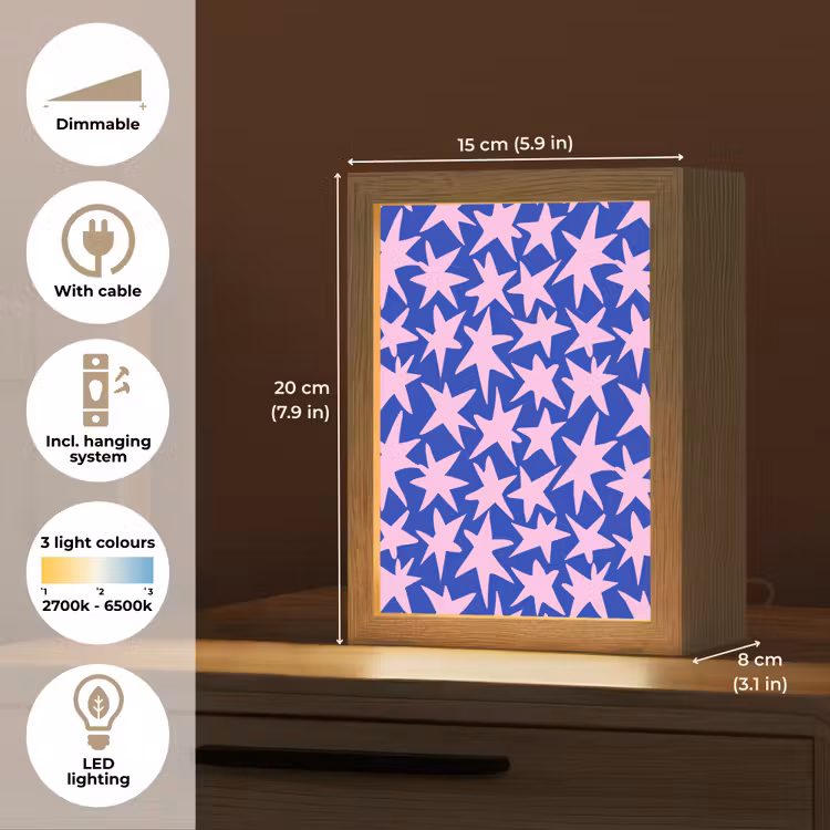 Modern - Sterren - Blauw Light Box met kabel (Kinderlampje) klein 904 -USP_EN