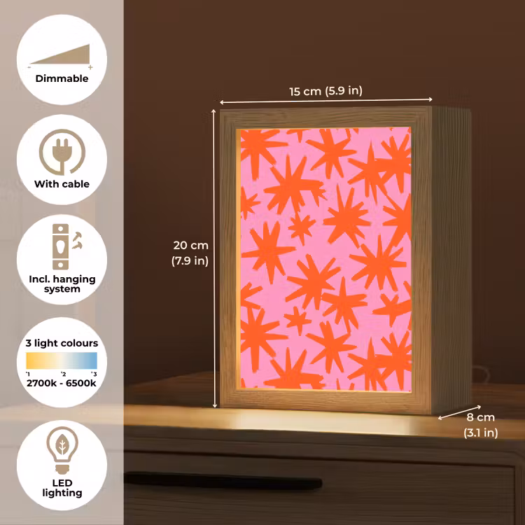 Modern - Sterren - Roze Light Box met kabel (Kinderlampje) klein 904 -USP_EN