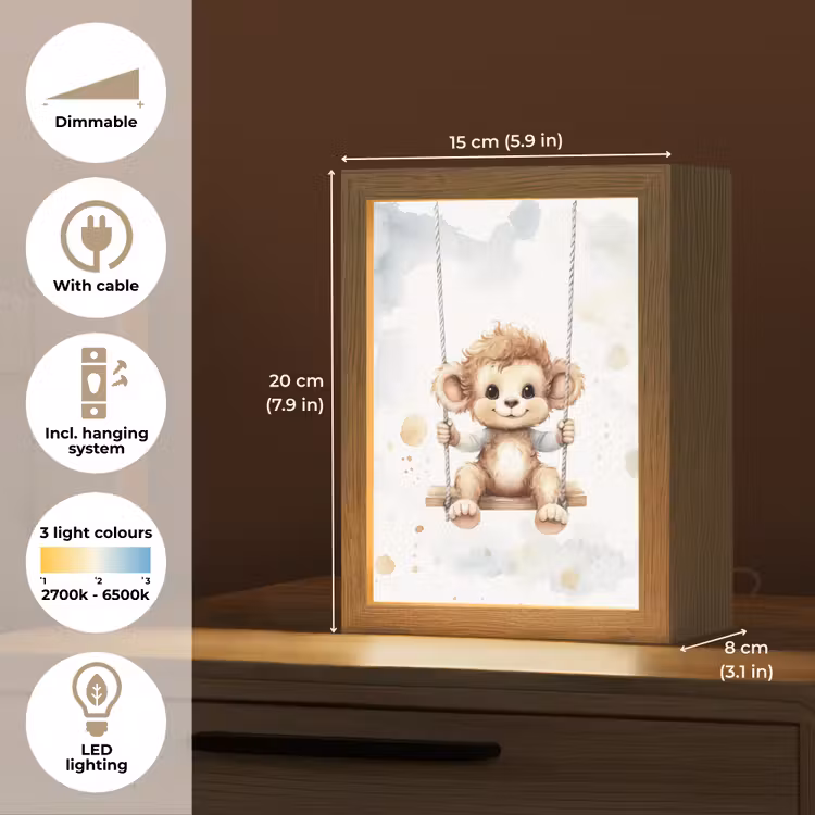 Aap - Dier - Kinderen Light Box met kabel (Kinderlampje) klein -USP_EN