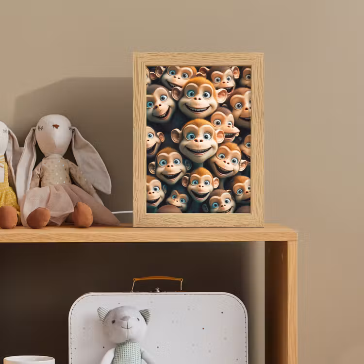 Aap - Dieren - Bruin - Design - Meiden - Jongens Light Box met kabel klein -sfeer2_kind