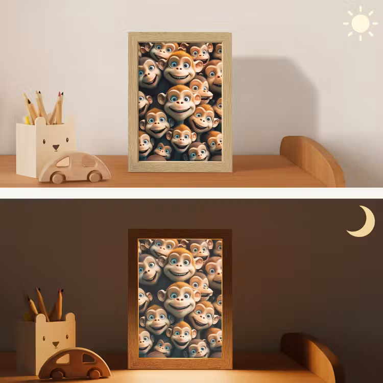 Aap - Dieren - Bruin - Design - Meiden - Jongens Light Box met kabel klein -sfeer3_kind