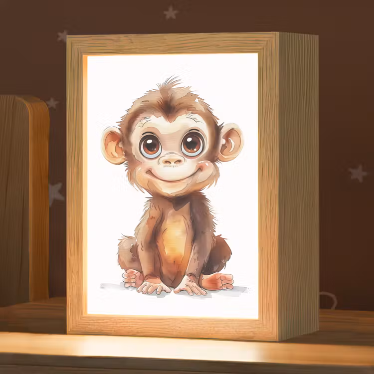 Aap - Baby - Jungle dieren Light Box met kabel klein -zzz_3d_website
