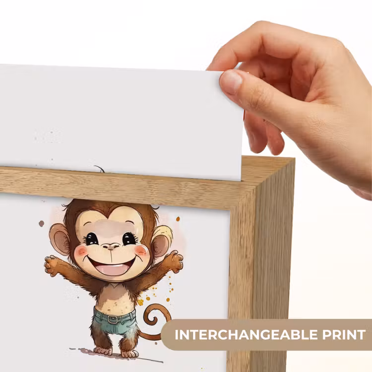 Aap - Bruin - Waterverf - Dieren - Meiden - Jongens Light Box met kabel (Kinderlampje) klein -USP_websiteprintEN