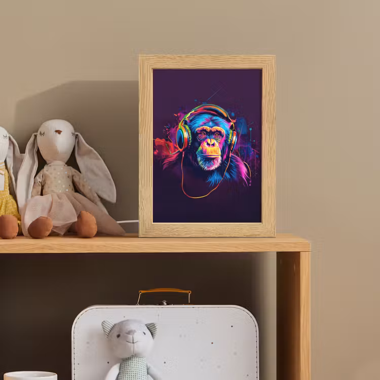 Aap - Koptelefoon - Muziek - Kleurrijk Light Box met kabel klein -sfeer2_kind
