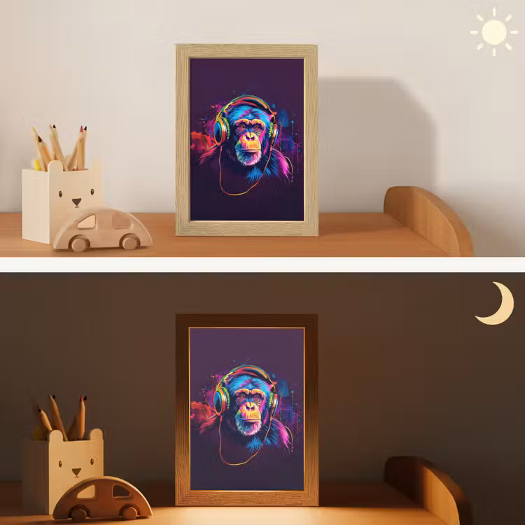 Aap - Koptelefoon - Muziek - Kleurrijk Light Box met kabel klein -sfeer3_kind