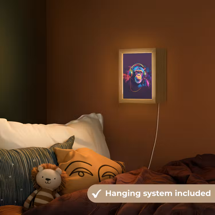 Aap - Koptelefoon - Muziek - Kleurrijk Light Box met kabel (Kinderlampje) klein -sfeer5_kind_EN