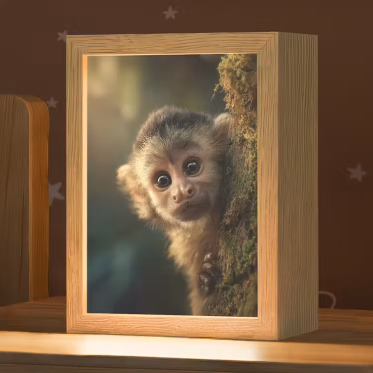 Aap - Boomstronk - Bruin Light Box met kabel klein -zzz_3d_website