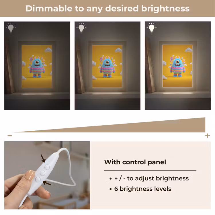 Monster - Snoep - Geel - Kleurrijk Light Box met kabel (Kinderlampje) klein -USP_dimbaarEN