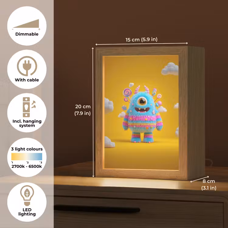 Monster - Snoep - Geel - Kleurrijk Light Box met kabel (Kinderlampje) klein -USP_EN