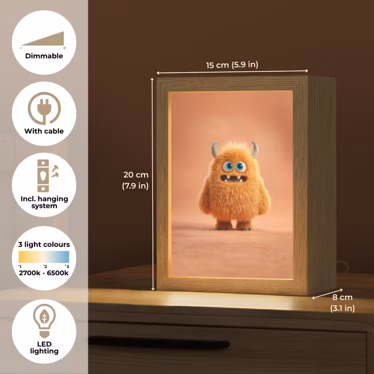 Monster - Knuffel - Oranje Light Box met kabel (Kinderlampje) klein -USP_EN