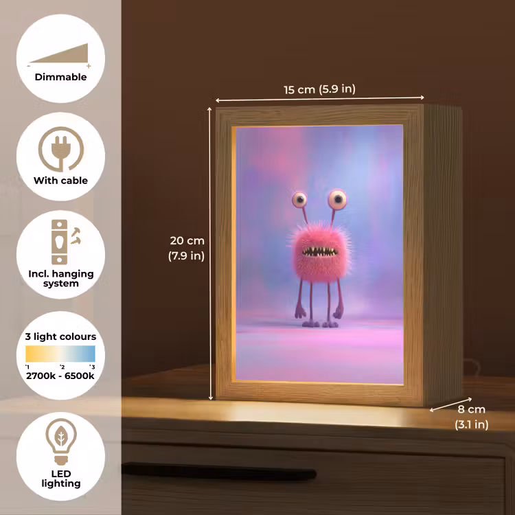 Monster - Roze - Paars Light Box met kabel (Kinderlampje) klein -USP_EN