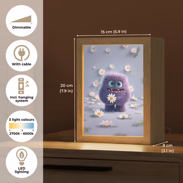 Monster - Paars - Madeliefjes Light Box met kabel (Kinderlampje) klein -USP_EN