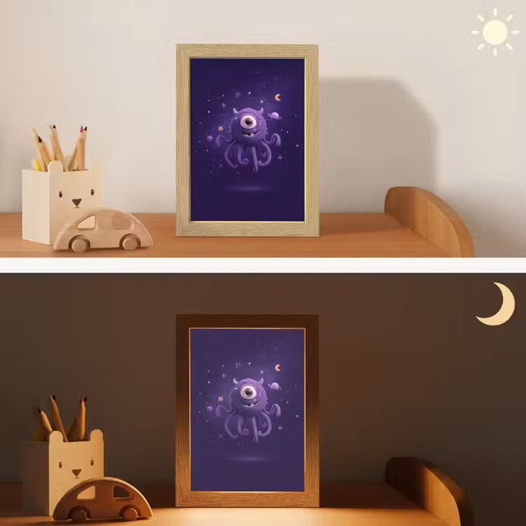 Monster - Paars - Ruimte Light Box met kabel klein -sfeer3_kind