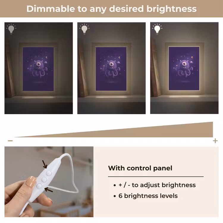 Monster - Paars - Ruimte Light Box met kabel (Kinderlampje) klein -USP_dimbaarEN