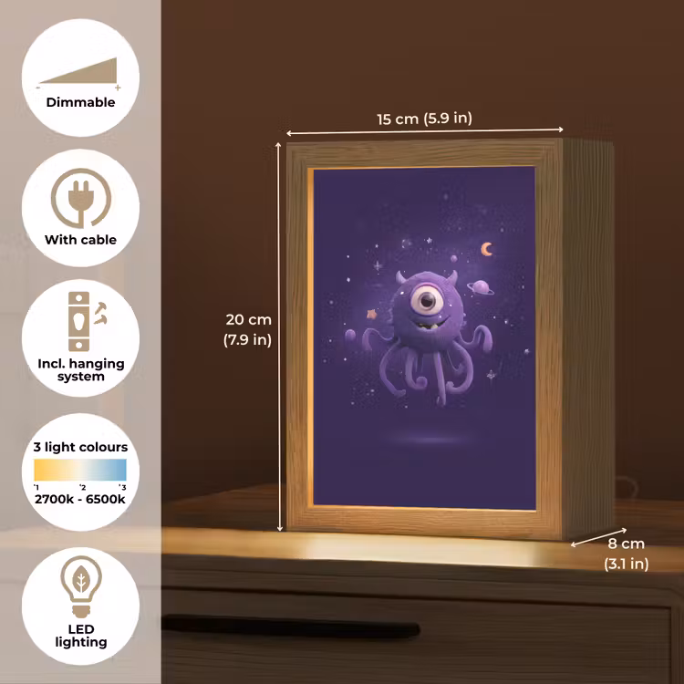 Monster - Paars - Ruimte Light Box met kabel (Kinderlampje) klein -USP_EN