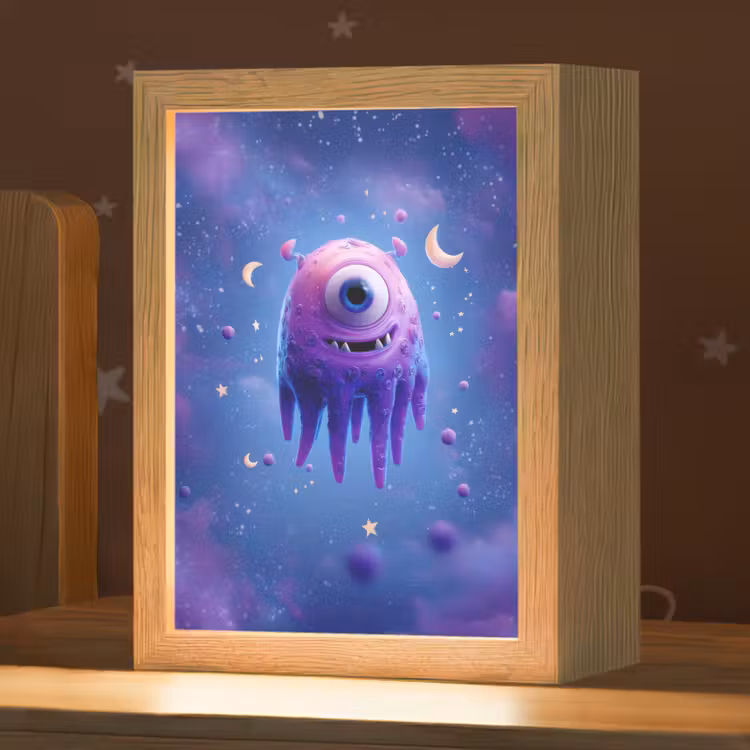 Monster - Ruimte - Sterren - Paars Light Box met kabel klein -zzz_3d_website