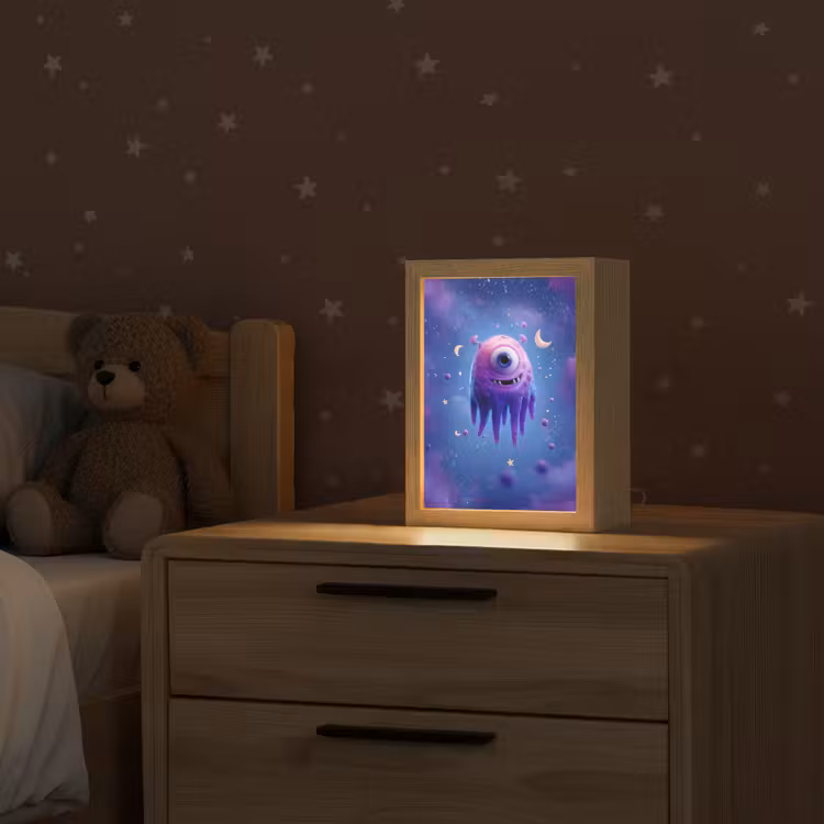 Monster - Ruimte - Sterren - Paars Light Box met kabel klein -sfeer1_kind
