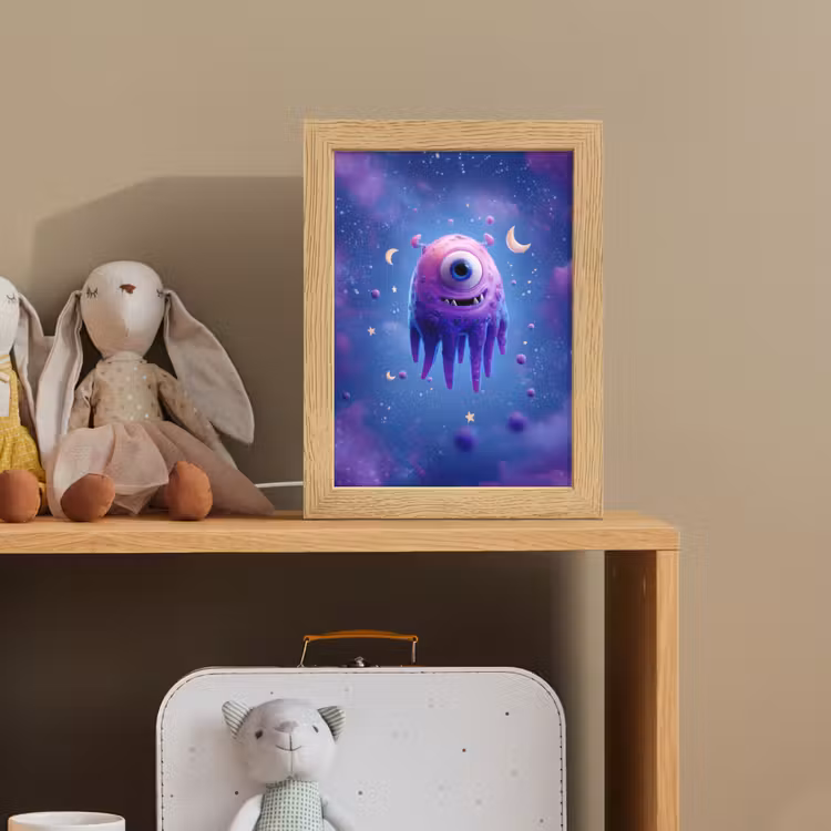 Monster - Ruimte - Sterren - Paars Light Box met kabel klein -sfeer2_kind