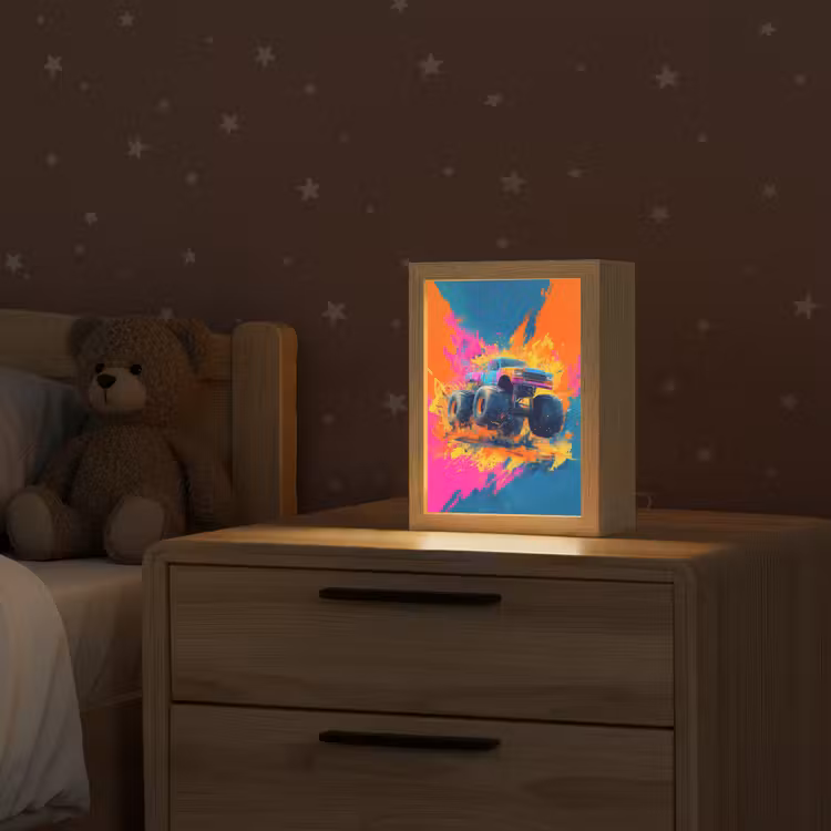 Monstertruck - Abstract - Verfspatten - Kleurrijk Light Box met kabel klein -sfeer1_kind