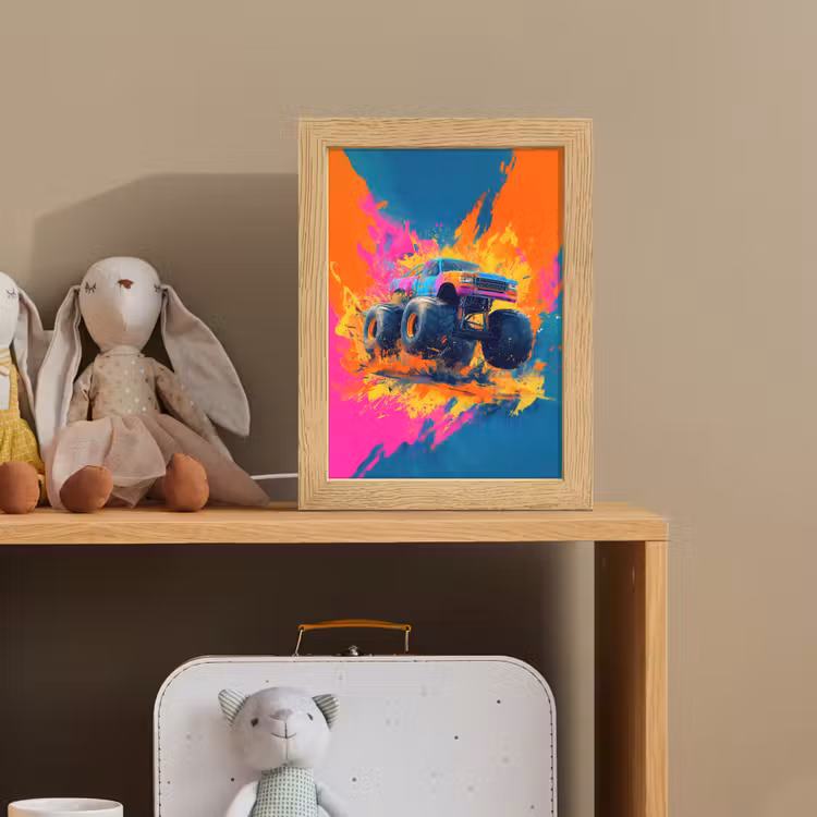 Monstertruck - Abstract - Verfspatten - Kleurrijk Light Box met kabel klein -sfeer2_kind