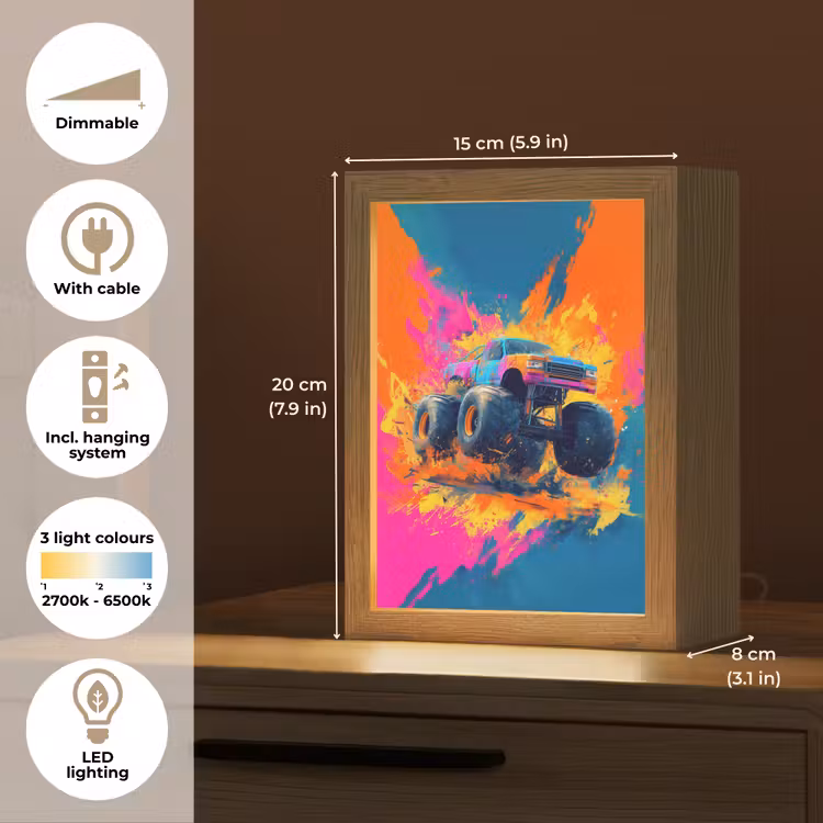 Monstertruck - Abstract - Verfspatten - Kleurrijk Light Box met kabel (Kinderlampje) klein -USP_EN