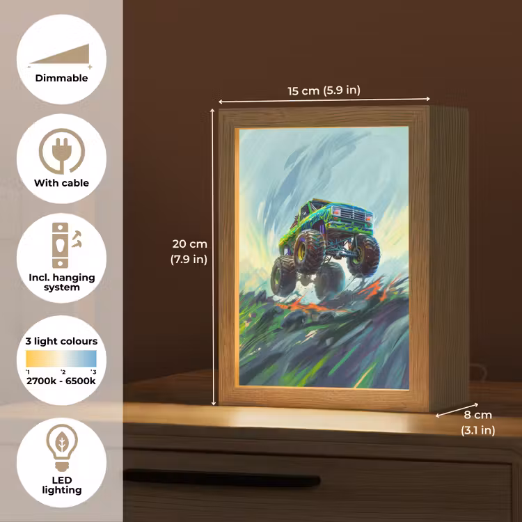 Monstertruck - Auto - Jongens - Groen Light Box met kabel (Kinderlampje) klein -USP_EN
