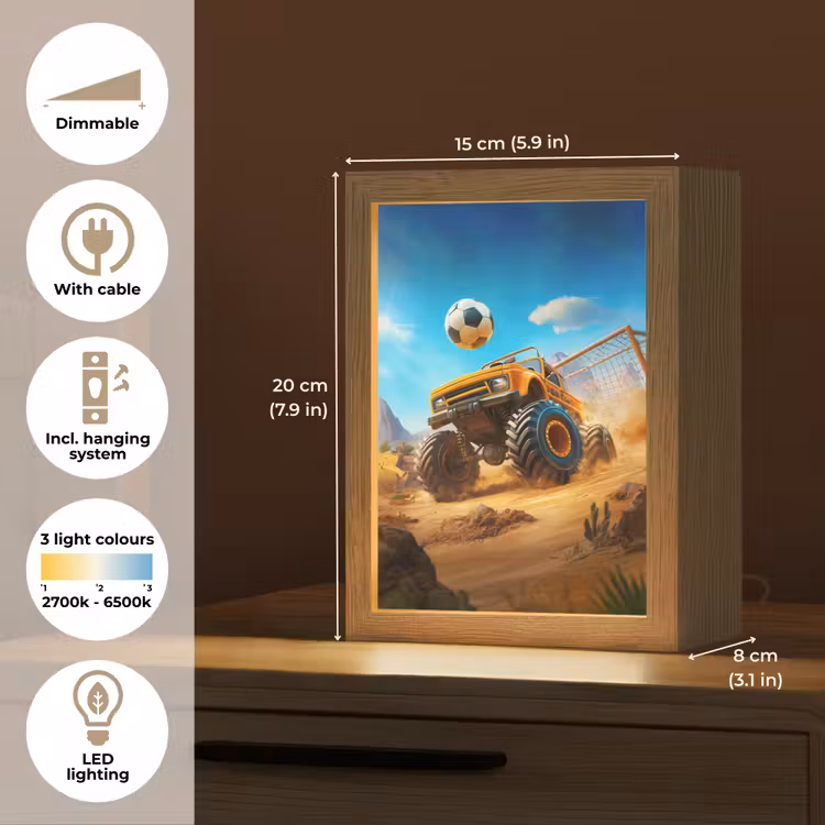 Monstertruck - Voetbal - Woestijn Light Box met kabel (Kinderlampje) klein -USP_EN