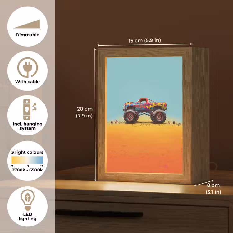 Monstertruck - Graffiti - Jongens - Auto Light Box met kabel (Kinderlampje) klein -USP_EN