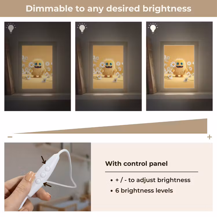 Monster - Geel - Madeliefjes Light Box met kabel (Kinderlampje) klein -USP_dimbaarEN