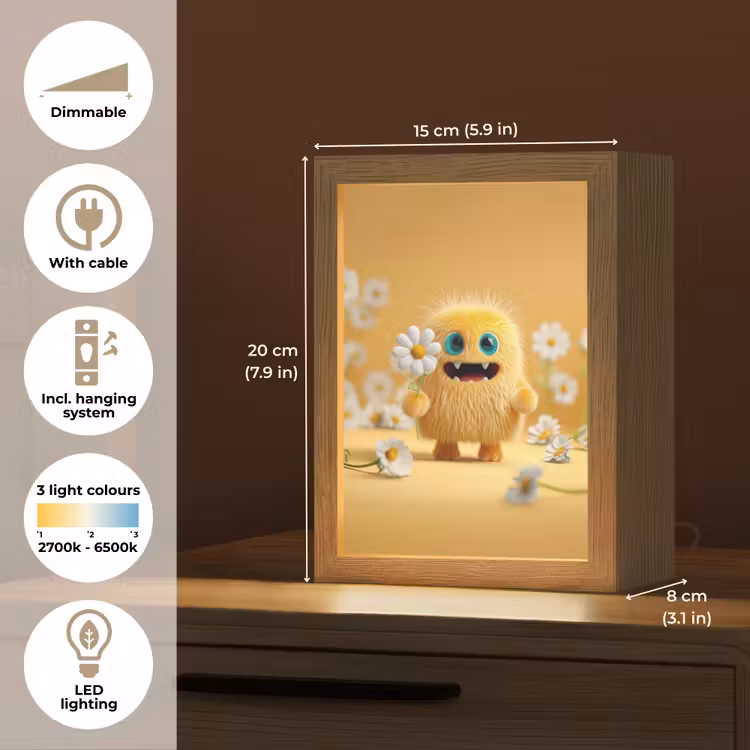 Monster - Geel - Madeliefjes Light Box met kabel (Kinderlampje) klein -USP_EN