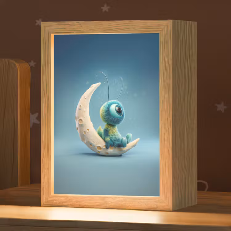 Maan - Ruimtewezen - Blauw Light Box met kabel klein -zzz_3d_website