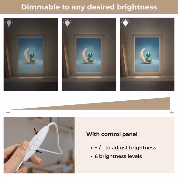 Maan - Ruimtewezen - Blauw Light Box met kabel (Kinderlampje) klein -USP_dimbaarEN