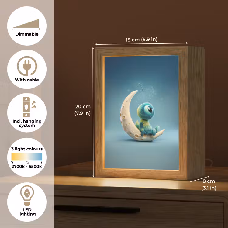 Maan - Ruimtewezen - Blauw Light Box met kabel (Kinderlampje) klein -USP_EN