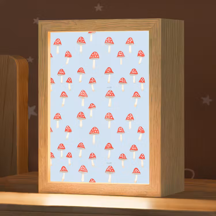 Paddenstoel -Sprookje - Blauw Light Box met kabel (Kinderlampje) klein 904 -zzz_3d_website