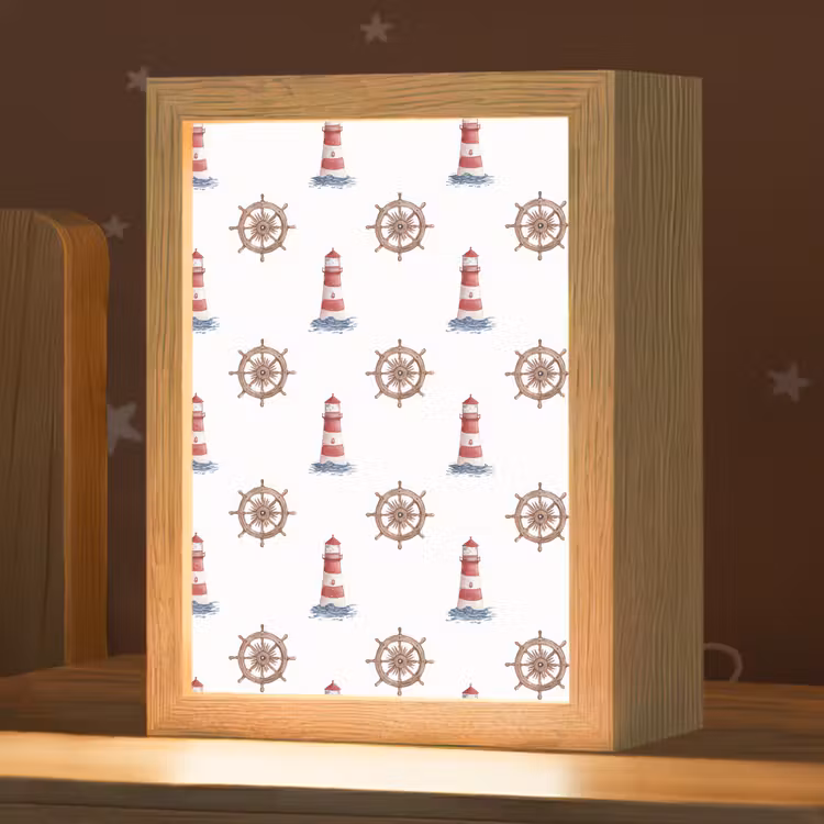 Nautisch - Klassiek - Rood Light Box met kabel (Kinderlampje) klein 904 -zzz_3d_website